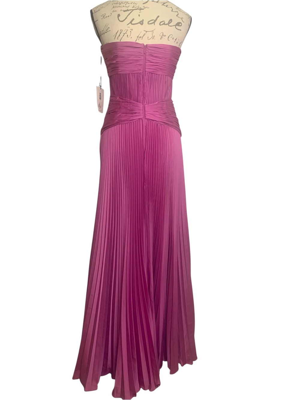 AMUR Del Pleated Strapless Gown in Desert Rose Bud Pink | Size 6 - Picture 3 of 9